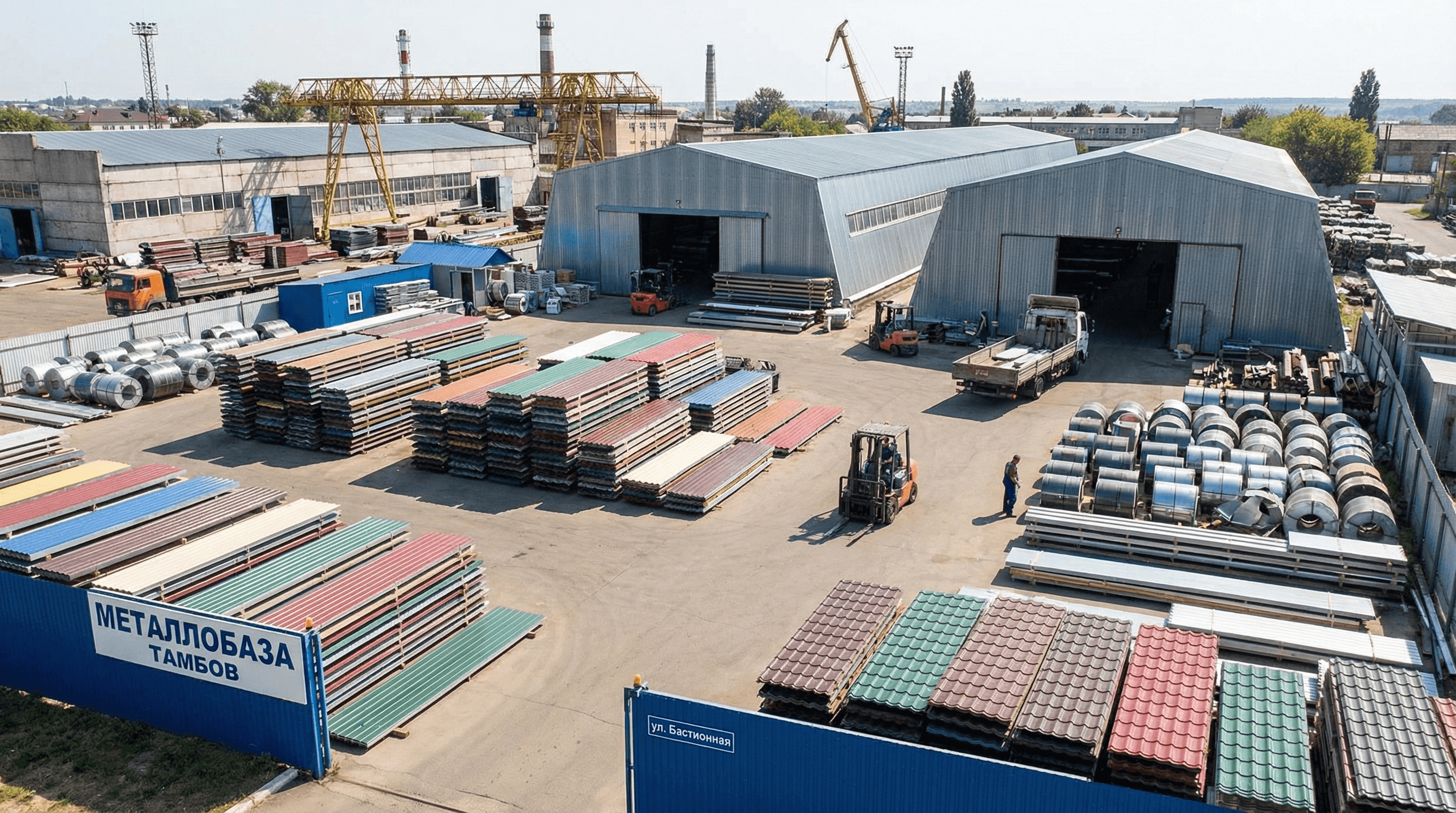 Металлобаза Тамбов на ул. Бастионная, 1в — металлопрокат, профнастил, металлочерепица, листовой металл