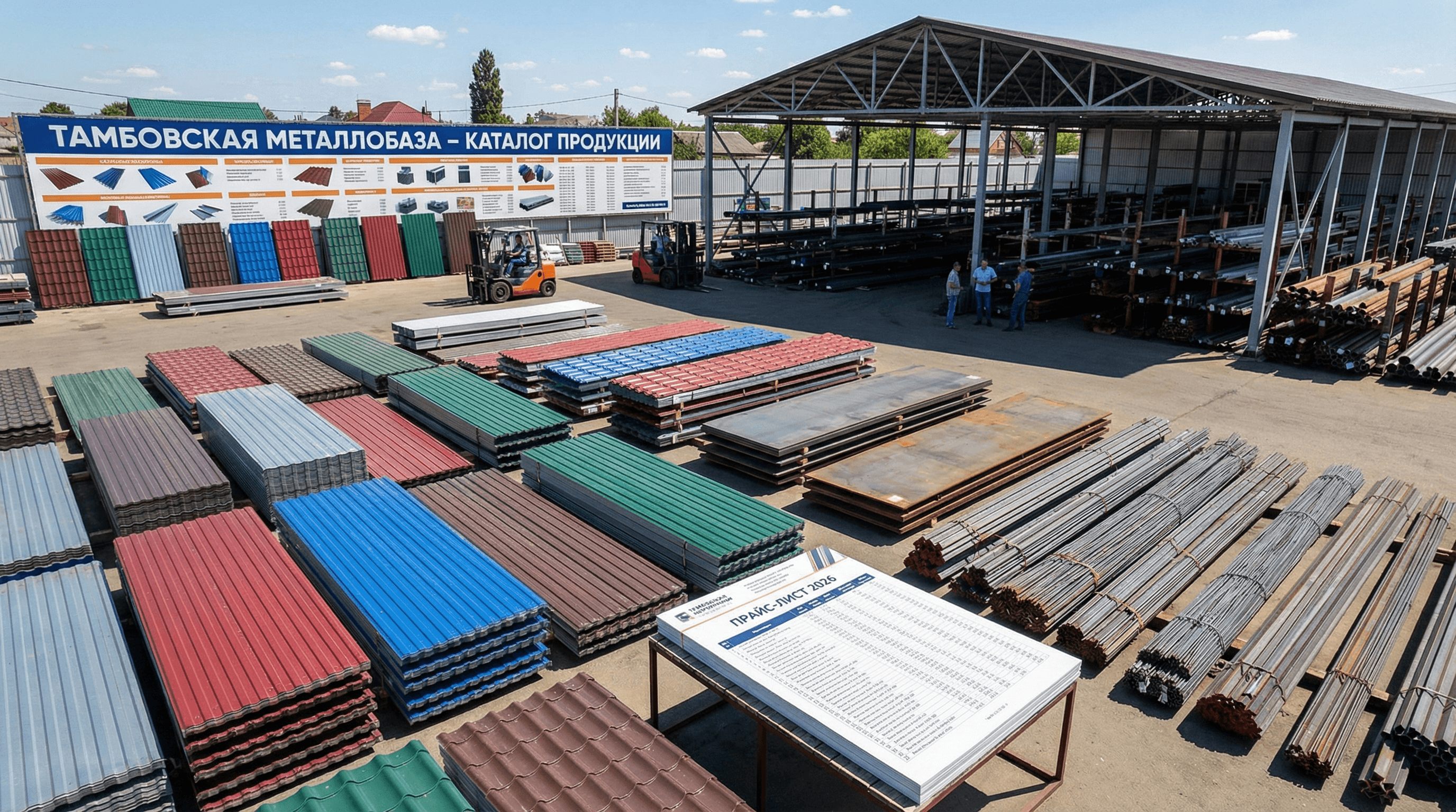 Каталог продукции металлобазы Тамбов: прайс-лист, металлопрокат, профнастил, металлочерепица, листовой металл, цены, доставка