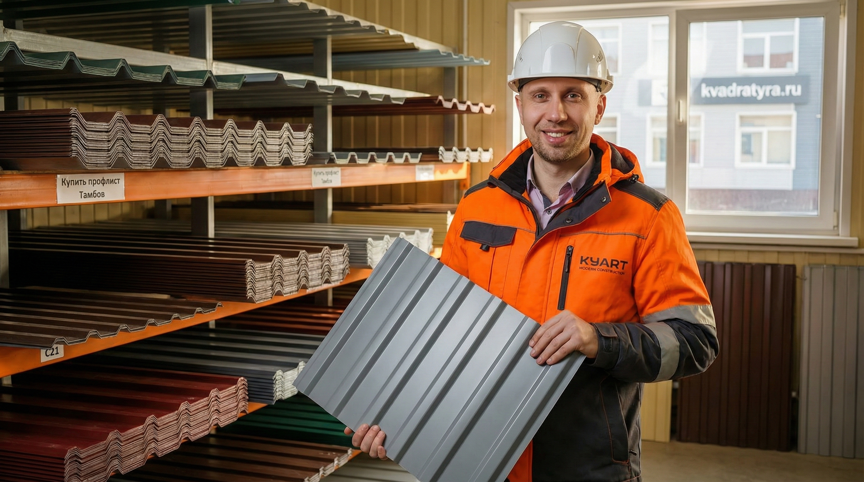 Купить профлист в Тамбове. Производство под размер, доставка по области. Образцы профлиста для заборов и кровли на складе в Тамбове. Профлист Тамбовская область