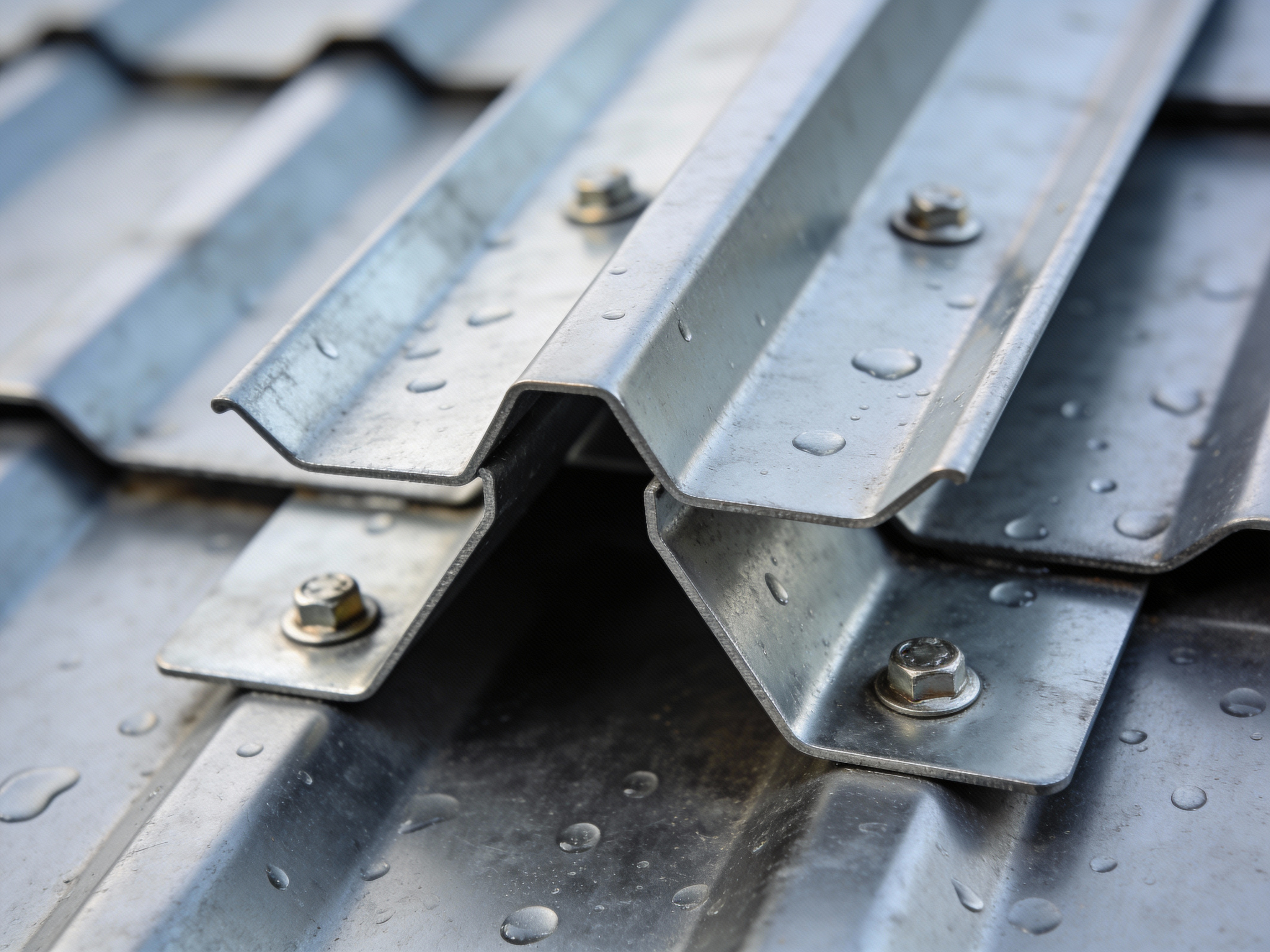 Макро узла кровли: ендова и нахлёсты